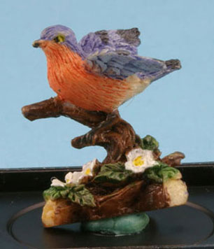 Dollhouse Miniature Bluebird (Hand Painted Bird Figurine)